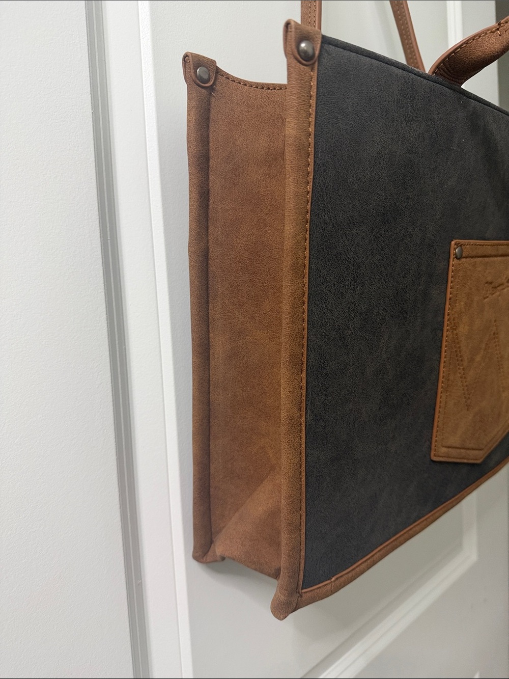 Wrangler Black and Brown Tote with Decorative Buckle - Picture 4 of 5